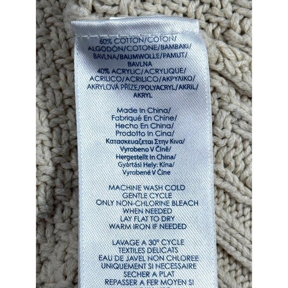 Chaps Womens Knit Sweater Beige Shawl Collar Nordic Cabincore Lodge Size Large L - Picture 16 of 16